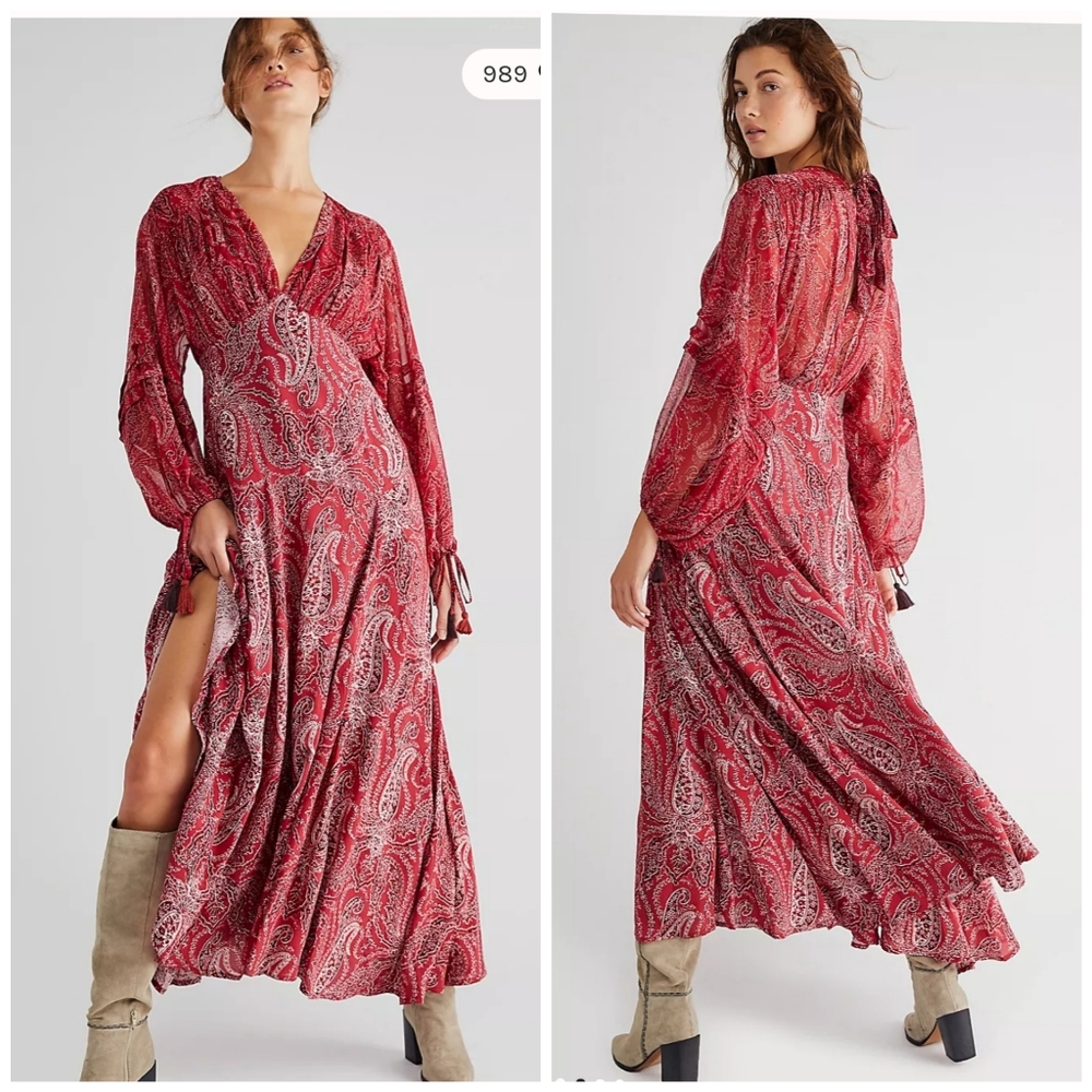 Free People Red Paisley Maxi Dress